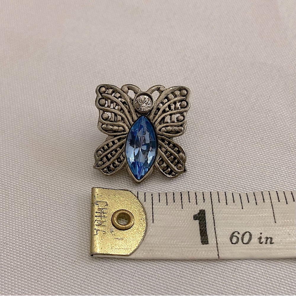 💫 Vintage Y2K Faux Sapphire Butterfly Brooch - Picture 5 of 5